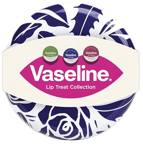 Vaseline Lip Treat Collection Gift Set with Original, Rosy Lips & Aloe lip balm tins perfect gifts for her 3x 20 g