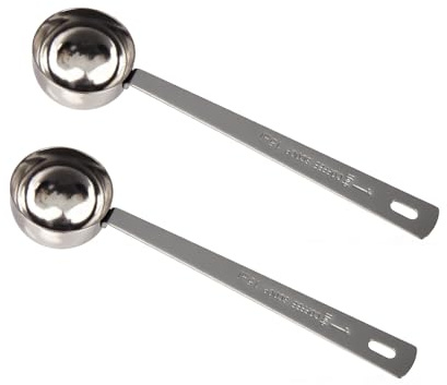 2 Stück Kaffeemaßlöffel 15ml Edelstahl Kaffee Messlöffel mit langem Griff Runder Kaffeedosierlöffel Kaffeemesslöffel Kaffeelöffel Portionierer für Zucker, Tee, Kaffee, Kakao und Espresso