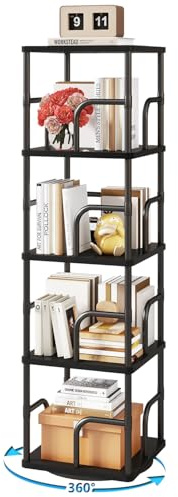 IBUYKE Bibliotheque Rotative à 4 Niveaux,Bibliotheque Angle,Noir TBC004B