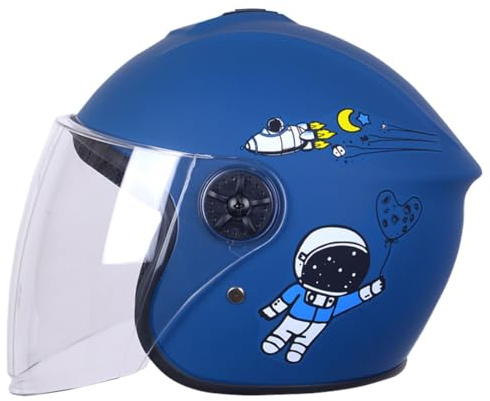 Casco Moto Abierto para Niños | Casco Jet 3/4 para Niños | con Visera Solar | Casco Scooter para Niños | Homologado Según La Norma ECE 22.06 | para Niños Y Niñas De 4 A 15 Años B,50-55cm