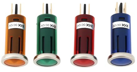 OTOTEC 4pcs 2-Pin Car Dash Indicator LED Warning Lights 16.5mm 12v 1.5w with Chrome Bezel