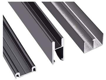 ZCFLWR Kit di ferramenta per Porte scorrevoli con rulli silenziosi e Resistenti per armadi in Vetro da 8 mm, librerie - Binario Scorrevole per armadi, cabine Armadio e Ante espositive (Nero, 100 cm