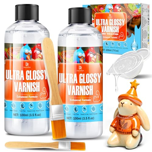 Air Dry Clay Glaze, 200ml New Formula Polymer Clay Glaze/ Sealant High Gloss Varnish, Waterproof & Scratch Resistant for Clay, Painting, Ceramics, Wood Prevents Cracking and Wear Remains Crystal Clear
