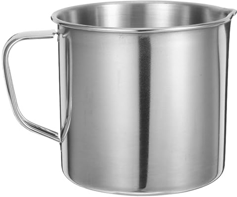 TOVINANNA Gobelet Gradué Inox avec Poignée Bécher de Laboratoire Chimie Polyvalent Résistant Corrosion pour Mesurer Liquides et Solides