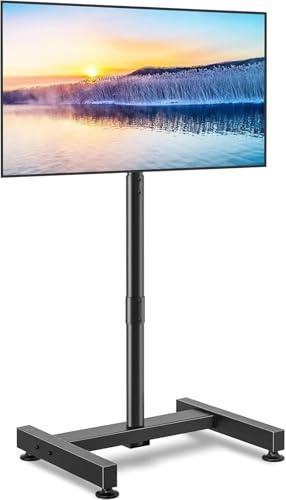 TV Floor Stand for 13-50 Inch LCD LED Flat/Curved Panel Sn TVs Up to 44 Lbs, Height Adjustable, Portable Stand