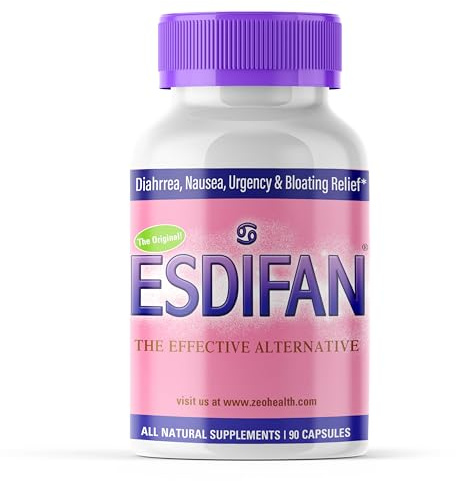 ESDIFAN | Supports Natural Relief of Diarrhea, IBS, Nausea, Gas & Bloating | Promotes Gut Health, Energy & Nutrient Absorption | with Zeolite, B-12 and Calcium (90 Capsules)