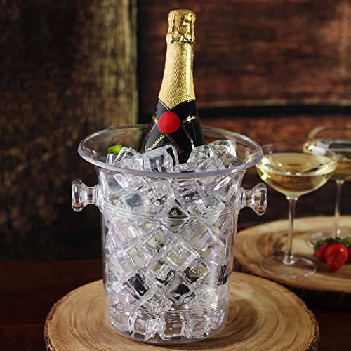 Wine & Champagne Bucket Clear - Plastic Wine Cooler with Handles