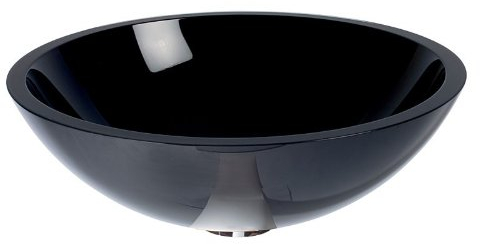 Art-of-Baan® Glas-Designwaschbecken I edles Waschbecken I hochwertiges Handwaschbecken in Schwarz I DIN Hahnloch & DIN Abfluss I Schwarzes Waschbecken aus Glas I Maße: 420 x420 x 140 mm