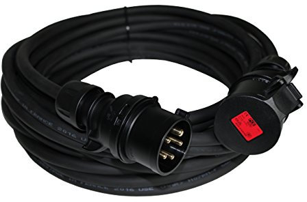 Midnight-LINE CEE Verlängerungskabel 16A Stecker SCHWARZ 5-polig H07RN-F 5G1,5 bis 5G2,5 IP44 5-50m (5G2,5; 25m)