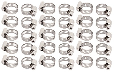 sourcing map 30pcs Collier de Serrage Tuyau Pince Clip Serre Joint 9mm-16mm Plage réglable acier inox large 8mm vis sans fin