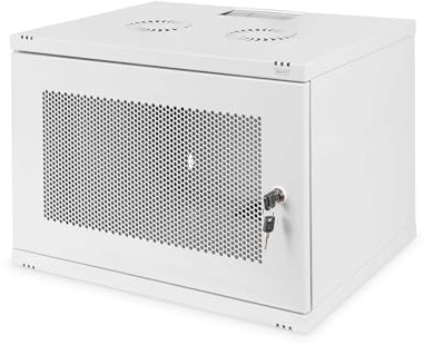 DIGITUS Armario de red, rack de 19 pulgadas 7 U, Sin montar, Montaje en pared, 400 mm de profundidad, Carga 60 kg, Puerta perforada, Gris