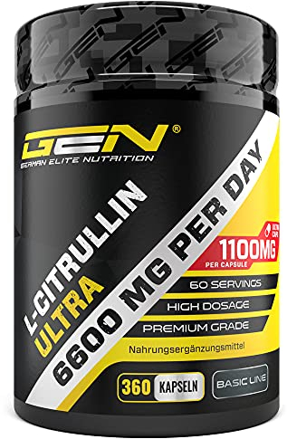 L-Citrullin Ultra Caps - 365 Kapseln - Hochdosiert mit 1100 mg je Kapsel - L-Citrullin DL-Malat 2:1 aus pflanzlicher Fermentation - Ohne unerwünschte Zusätze
