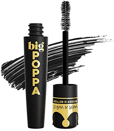 wet n wild, Mascara Big Poppa, Volume Intense, Mascara Allongeant Les Cils, Formule Enrichie en Huile De Ricin, Acides Gras Essentiels Oméga-9 et Vitamine E, Intensité Modulable, Extra Noir