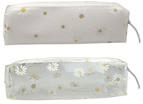 FSSTUD 2 Stück Transparent Daisy Federmäppchen Stiftemäppchen Federtasche Griffelmappe Bleistift Tasche