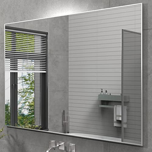 BEAUTME Silver Wall Mirror, Modern Rectangle, 36 x 24 Inch - Hangs Horizontal or Vertical for Vanity/Bedroom/Bathroom