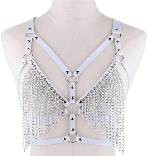 chengjiexu Körperketten Pu Leder Kette Harness Körper Brust Goth Punk Sexy Kette Halskette Frauen Festival Mode Halsketten 4