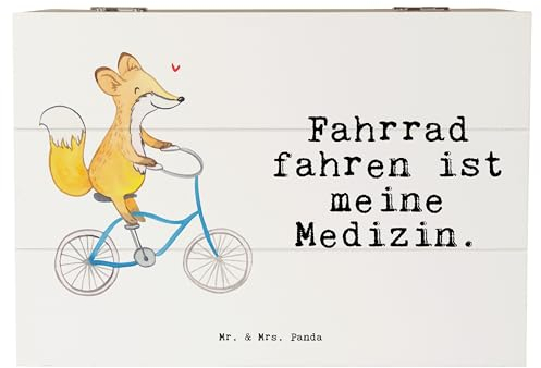 Mr. & Mrs. Panda 22 x 15 cm Holzkiste Fahrrad fahren - Geschenk, Auszeichnung, Radsport, Schatulle, Sport, XXL, Radeln, Aufbewahrungsbox,