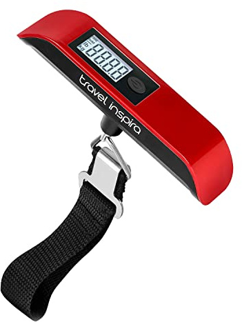 Travel Inspira Luggage Scale, Digital Luggage Scales, Baggage Scale with Backlit LCD Display,110LB / 50KG, Battery Included (Red)