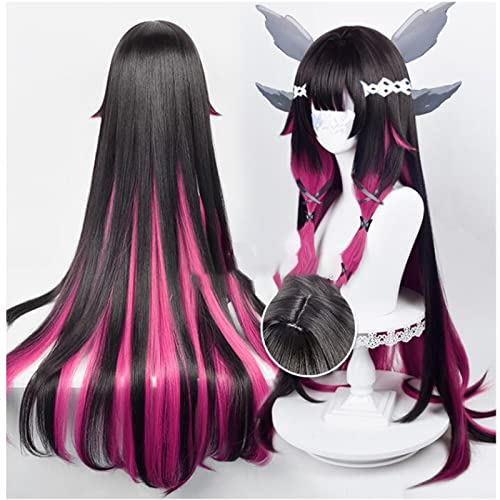 Genshin Impact Snezhnaya Fatui Columbina Cosplay Perücke - Kurz Mit Kappe, Lang Mit Schwarz-Rotem Farbverlauf Für Halloween, Kostüm Party, Karneval
