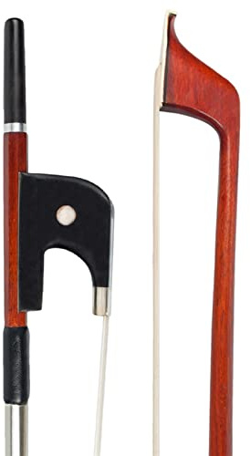 TSTS Pernambuco 4/4 Double Bass Bow Round Stick Ebony Frog Sheep Skin Grip Silver Wire Wrap Good Balance Point Professional Violin Bow