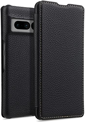 STILGUT Book Case kompatibel mit Google Pixel 7 Pro Hülle aus Leder, Lederhülle, Klapphülle, Handyhülle - Schwarz