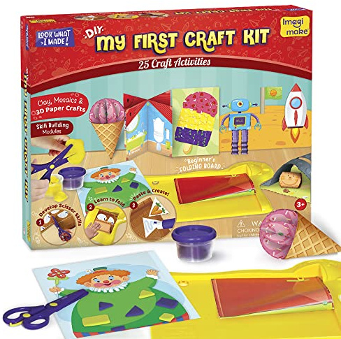 Imagimake My First Craft Kit | 25+ Arts & Crafts Activities | Preschool Toddler Craft | Scissors Skills | Cut, Fold, Paste & Create | Craft Kits| 3 Year Old Girl Gifts | Toddler Gifts