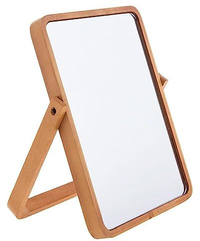 Mokoze Rechteckiger Kosmetikspiegel aus Holz für Schreibtisch oder Wand – Stehender Make-up-Spiegel, Tischdekoration für Wohnzimmer, Schlafzimmer, Arbeitszimmer, Büro, Heimdekoration