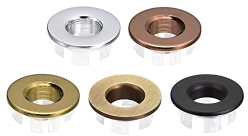 sourcing map Cubierta de desbordamiento para fregadero, anillos de desbordamiento para fregadero, baño, cocina, cubeta de desagüe, inserto de agujero en tapas redondas, multicolor, 1 juego (5 piezas)