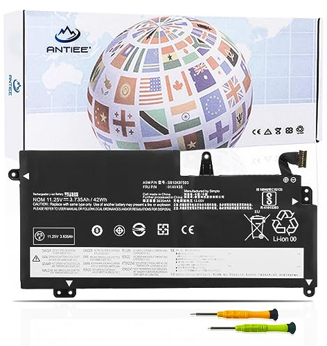 ANTIEE 01AV435 01AV436 Laptop Battery Compatible with Len-ovo ThinkPad 13 Chromebook/ThinkPad 13 1st 2nd Gen/ThinkPad S2 Gen 1 Gen 2 01AV436 01AV437 01AV400 01AV401 01AV402 SB10K97592 SB10K97592 | Chromebook S2 1st /2nd Gen Series Laptop 01AV436 01AV437 01AV400 01AV401 01AV402 SB10K97592 SB10K9 7593 42Wh