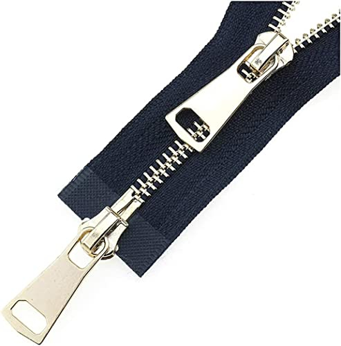 Ersatz-Reißverschlussschieber, 5# Doppelschieber 60/70/80/90/100/120/150 cm, automatische Verriegelung, Metall, Roségold, Reißverschlusszubehör, Nähen (Farbe: Marineblau, Größe: 90 cm), Marineblau