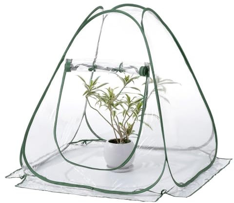Mini-Gewächshaus, tragbares PVC-Pop-Up-Zelt Gewächshaus, Gartenpflanzenabdeckung, für drinnen und draußen, mit 4 Stäben für Garten, Hinterhof, Terrasse, Pflanze, Kältefrostschutz