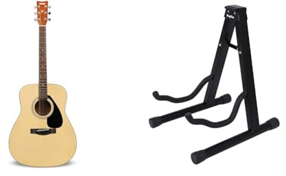 Yamaha F310 - Full Size Steel String Acoustic Guitar - Traditional Western Body - Natural & KEPLIN Guitar Stand A Frame Foldable Universal Fits All Guitars Acoustic Electric Bass Stand A