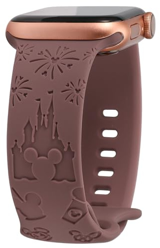 BEEXI Cartoon Engraved Compatible with Apple Watch Straps 38mm 40mm 41mm 42mm Women, Soft Silicone Cute Sport Replacement Strap for iWatch Series 11 10 9 8 7 6 5 4 3 2 1 SE(1/2/3), Smoke Violetk