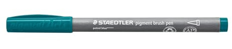 STAEDTLER Pigment Brush Pen 371 – Petrol, 10 Stück | Pinselspitze, wasserfest & lichtbeständig – für Erwachsene, Filzstift – Art.-Nr. 371-395