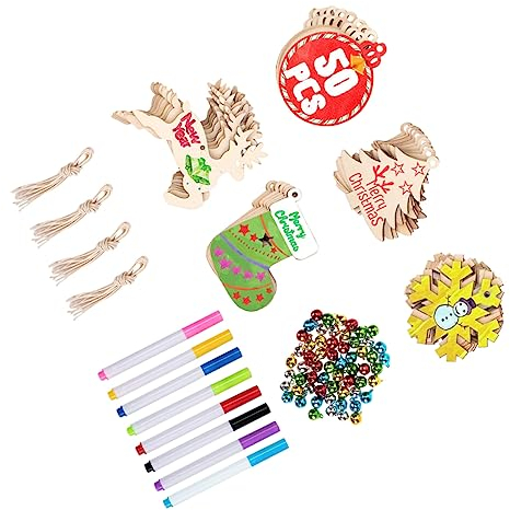 Cabilock Holz Weihnachtsausschnitte DIY Graffiti Verzierungen Hängen Ornament Für Junge Mädchen Zum Kritzeln Weihnachtsdeko Und Geschenkschutz