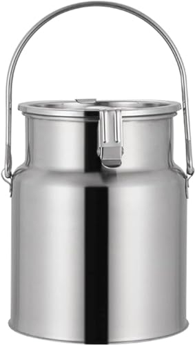 LRTYZBD Lechera de acero inoxidable 304, cubo de transporte de leche con tapa sellada y recipiente de leche de un solo mango, recipiente de leche para lácteos, bote de vino, jarra de 3 l