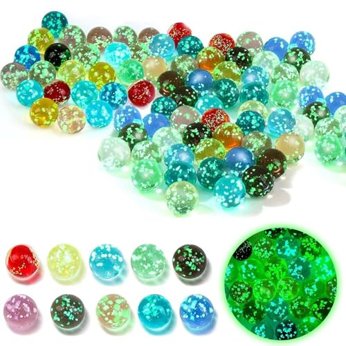 Jiahuade Biglie Che Si Illuminano al Buio: Set di 50 Pezzi Biglie di Vetro Colorate Decorative per Bambini