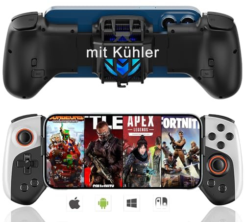 Megadream Phone Controller für iPhone/Android/PC/Switch, mobiler Gaming-Controller mit Kühler für iPhone 16/15/14, Galaxy S24/S23/S22 – anpassbare Tasten, Turbo Play COD/Genshin