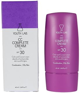 YOUTH LAB. CC Complete Cream SPF 30 - Crème Correctrice avec Protection Solaire SPF 30 pour Peau Mixte/Grasse, 40 ml
