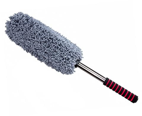 TOKIDNY Plumero para Coche De Microfibra Gris Retráctil Mango Telescópico, Herramientas De Limpieza Exterior e Interior para Automóviles y Hogar, Uso Todo El Año