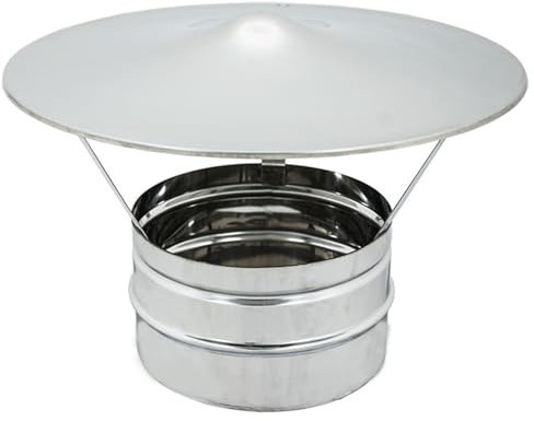 ALLINOX Comignolo Cinese Antivento Terminale Canna Fumaria Acciaio INOX Cappello Uscita Fumi Antipioggia Base Tonda Per Stufa o Camino (DN 130)