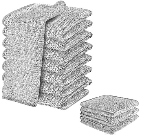 10 Pcs Wire Cleaning Cloths - Multifunctional Non-scratch Wire Dishcloths, Soft Microfiber Dishwashing Rags for Wet and Dry Cleaning, Reusable Mesh Dish Cloths for Kitchen Washing Dishes