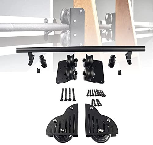 YUSAJJ Schiebebeschläge, Rollbibliothekssatz, 3,3 FT ~ 20 FT, Hochleistungs-Schiebeleiter-Beschlagsatz für Bibliothek, Küche, Zuhause, Rollleiter-Schiene, Mattschwarz