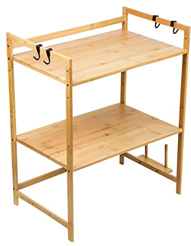 homewell Scaffale portaoggetti in legno di bambù, 2 livelli, 55 x 35 x 67 cm, 3 kg e 55 x 35 x 42 cm, 1,9 kg (55 x 35 x 67 cm)