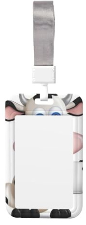 Ausweishalter mit Umhängeband, wasserdicht, mit transparentem Ausweisfenster, Namensschilder für Damen, Herren, Arbeit, Büro, Arzt, Krankenschwester, Cartoon, Milch, Kuh