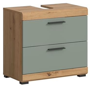 xonox.home Bad Scout X06N3707 Waschbeckenunterschrank Unterschrank Waschschrank in Salbei und Artisan Eiche Nachbildung, ca. B/H/T: 60x56x34 cm