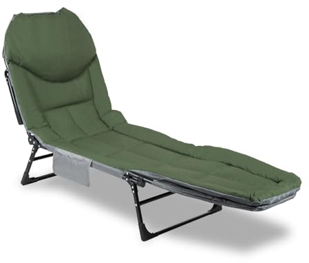 Yugodex Lettino da pesca alla carpa fino a 160 kg, pieghevole, con borsa per il trasporto, 195 x 65 x 32 cm, letto da campeggio imbottito, per campeggio, pesca, spiagge, giardini, verde