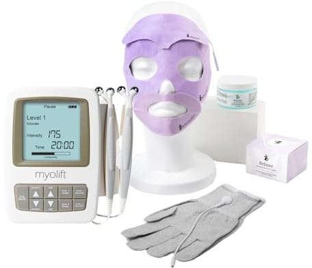 7E Wellness MyoLift Mini Bundle – Mini Microcurrent Facial Device with Conductive Eye Mask, Forehead & LipMasks, Conductive Gloves & RestoreGel –Non-Invasive Skin Care for Anti-Aging & Skin Tightening