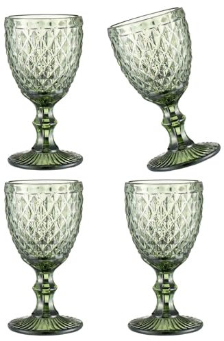 Set Di 4 Bicchieri Di Cristallo Colorati Succhi Di Succhi Di Bere Tazze Modello Goffrato Vetro Bevande Domestiche