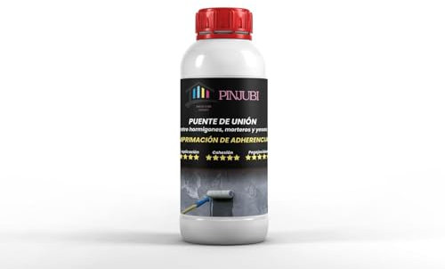 PINJUBI Resina puente de unión, adhesivo al agua, gran adherencia entre hormigones, morteros y yesos viejos con nuevos. Ideal para reparación de cornisas. Imprimación al agua. (1 L)